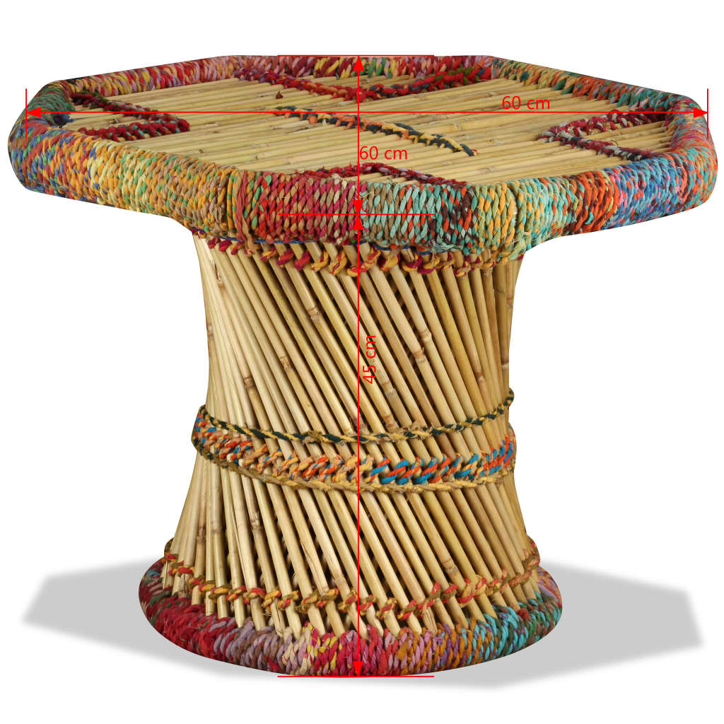 Table basse Bambou avec Détails Chindi Multicolore