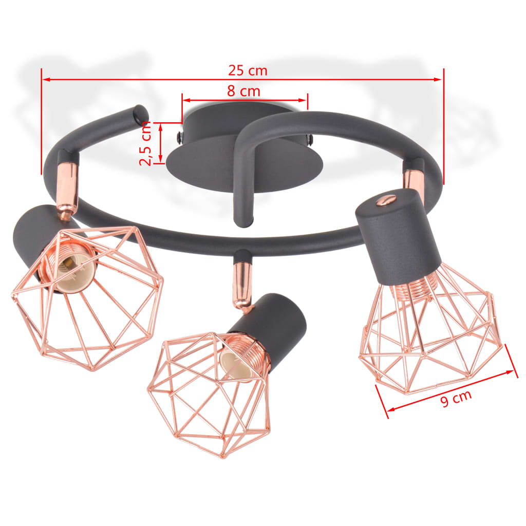 Plafonnier avec 3 ampoules LED à filament 12 W