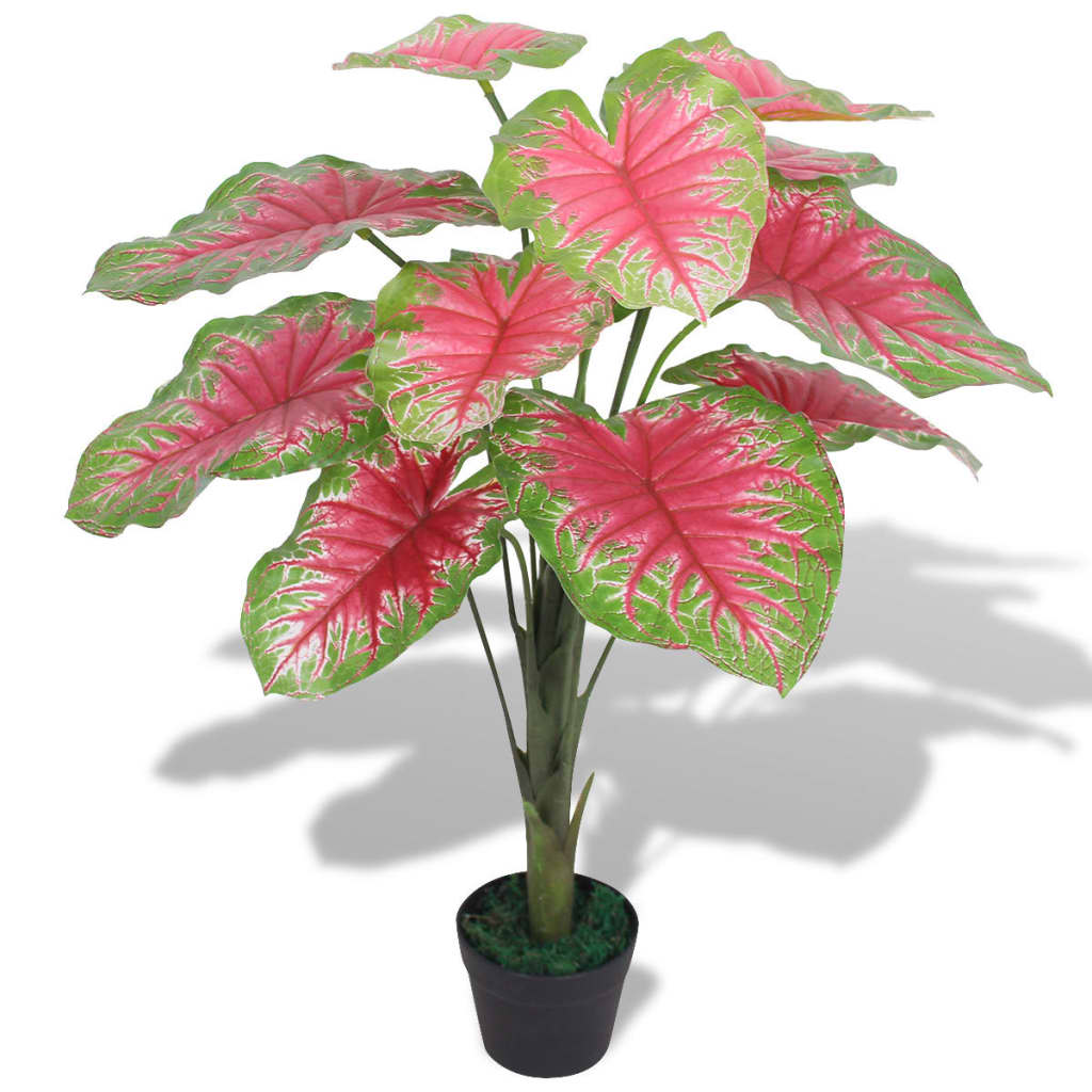 Plante artificielle avec pot Caladium 85 cm Vert et Rouge