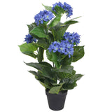 Plante hortensia artificielle avec pot 60 cm Bleu