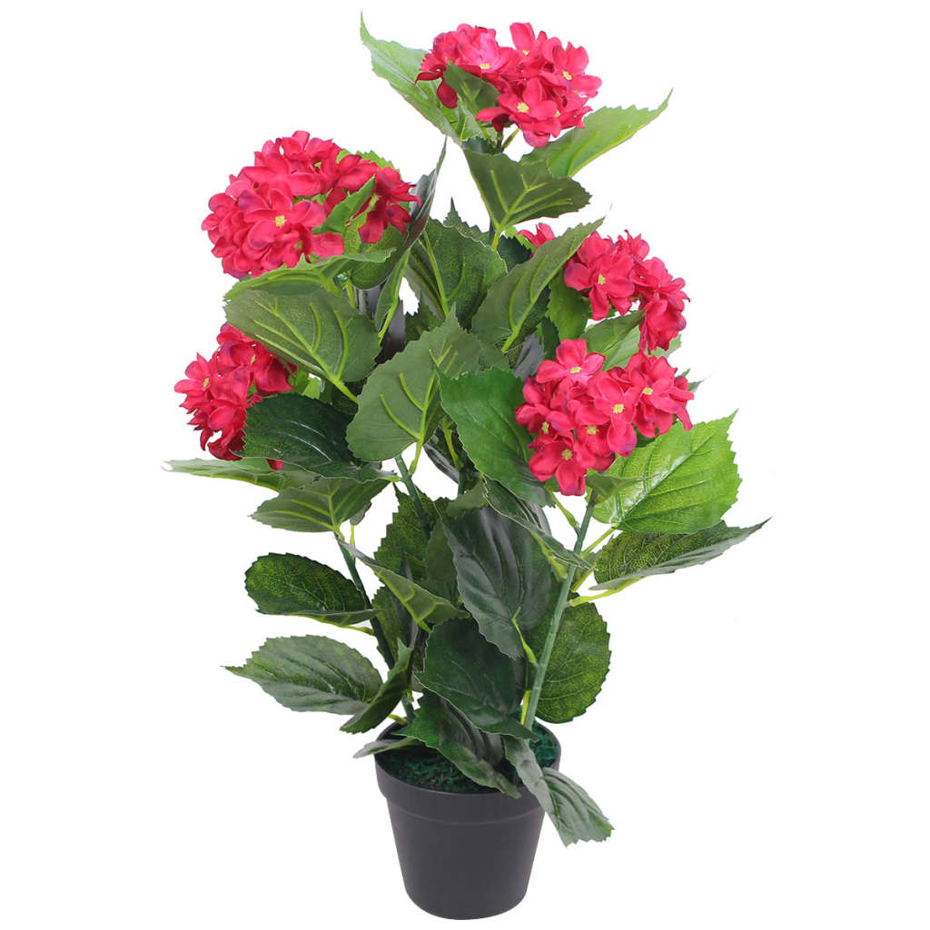 Plante hortensia artificielle avec pot 60 cm Rouge