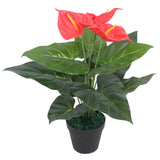 Künstliche Pflanze mit Topf Anthurium 45 cm Rot und Gelb