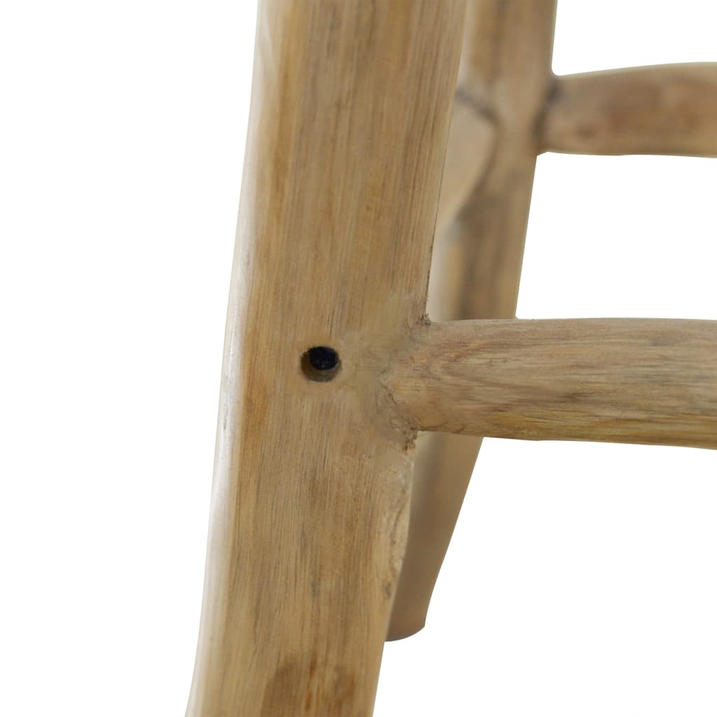 Tabouret de bar Cuir véritable et bois de teck solide