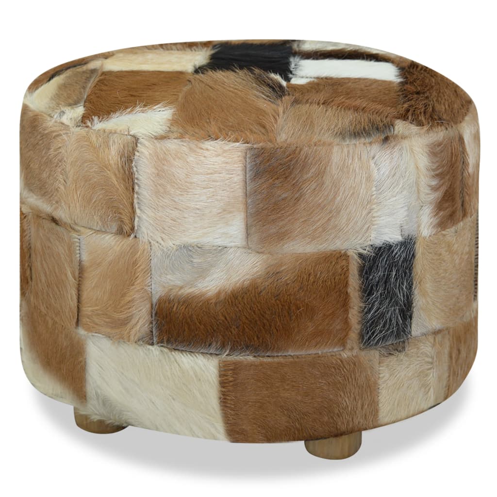 Pouf Cuir véritable Rond 50 x 50 x 45 cm