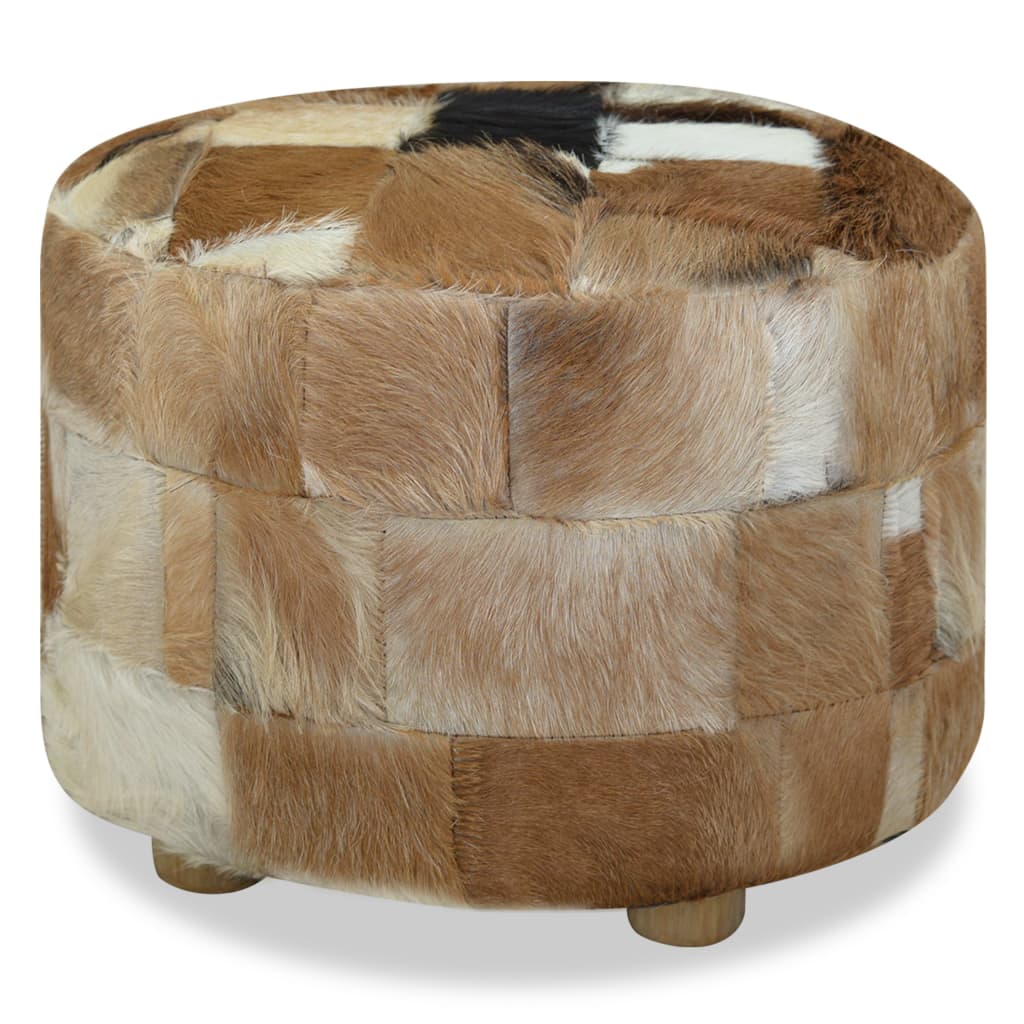 Pouf Cuir véritable Rond 50 x 50 x 45 cm