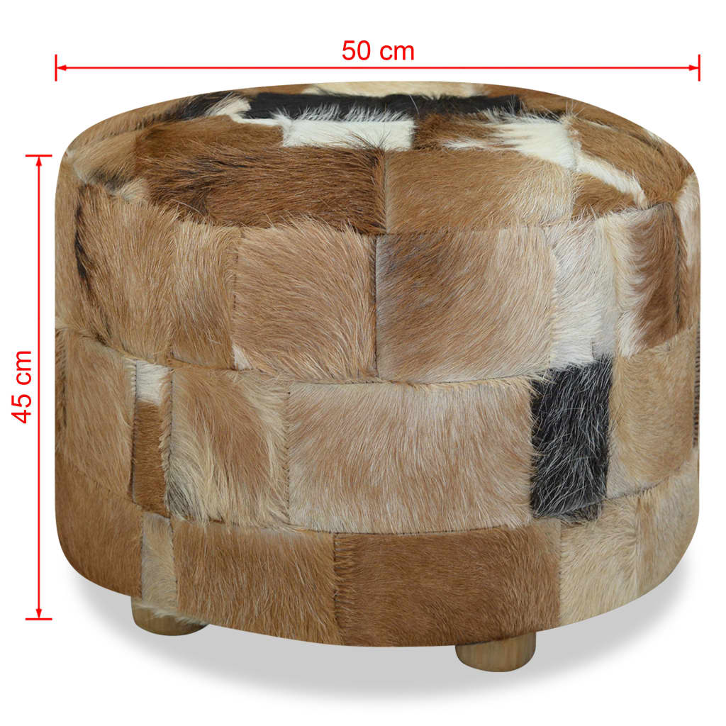 Pouf Cuir véritable Rond 50 x 50 x 45 cm