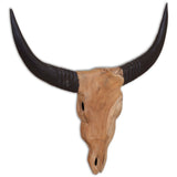 Wall mounted bull skull Teak 69x6x60 cm