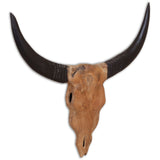 Wall mounted bull skull Teak 69x6x60 cm