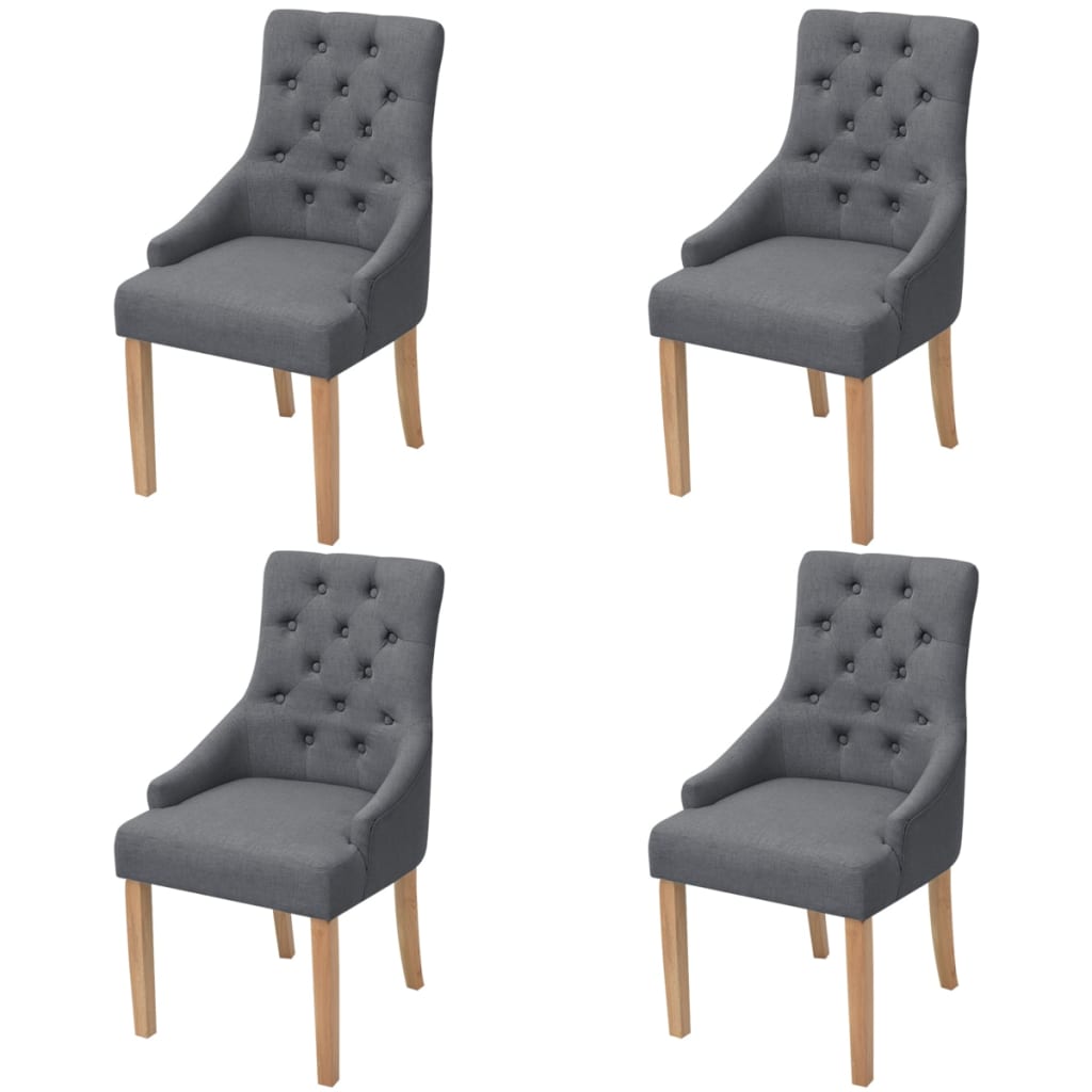 Dining chairs set of 4 dark grey fabric