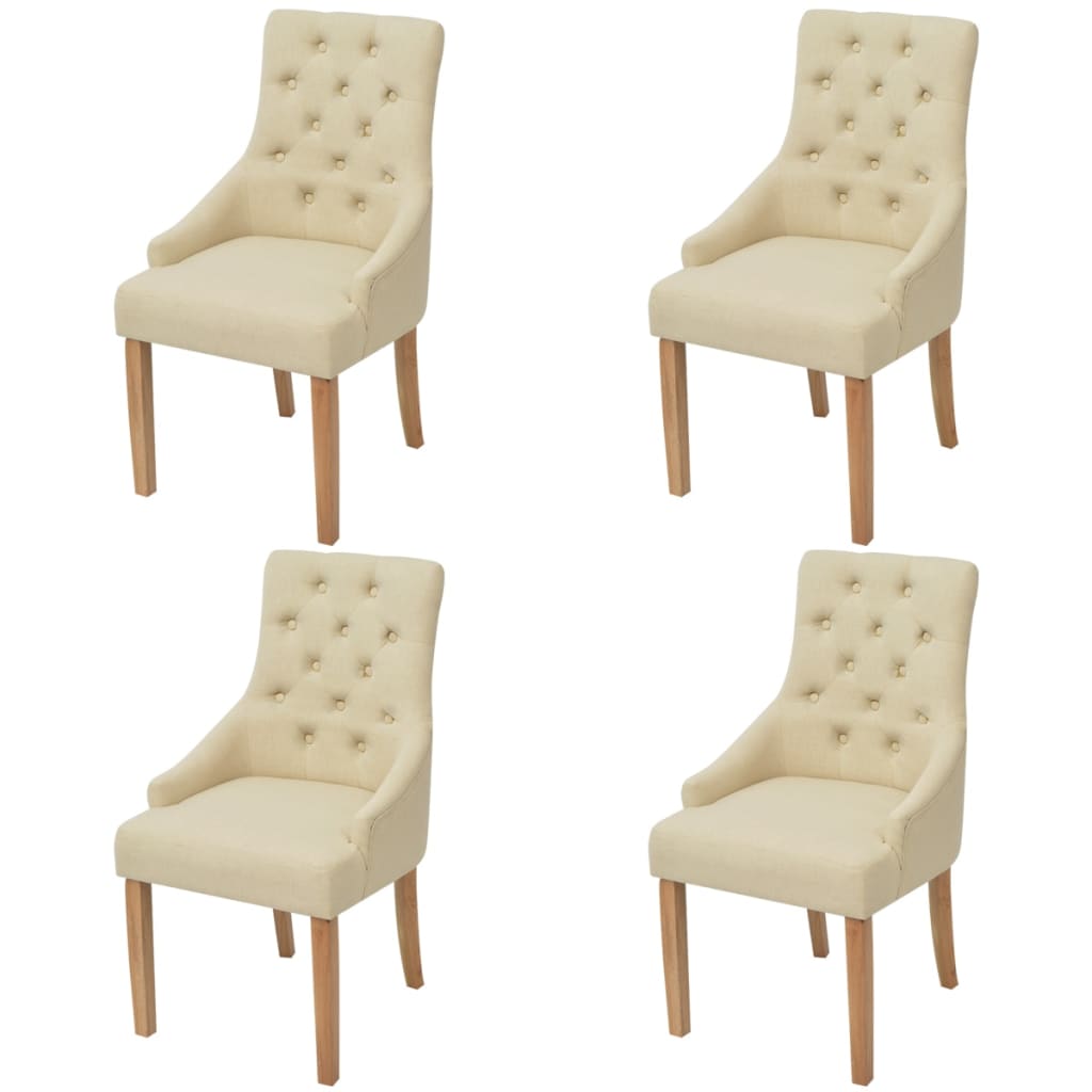 Chaises à manger lot de 4 crème tissu