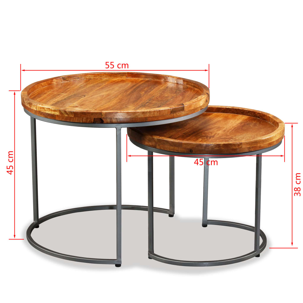 Ensemble de tables d'appoint 2 pcs Bois de manguier massif