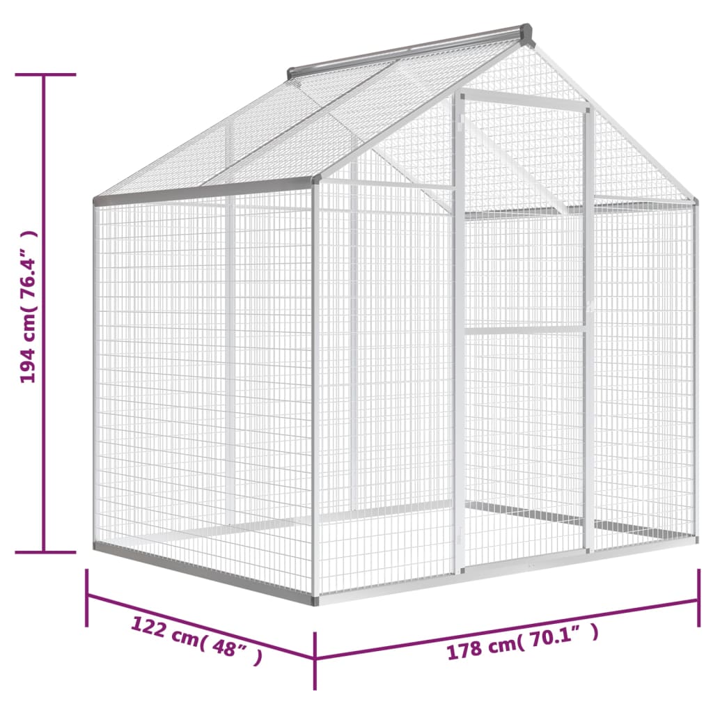 Volière d'extérieur Aluminium 178 x 122 x 194 cm