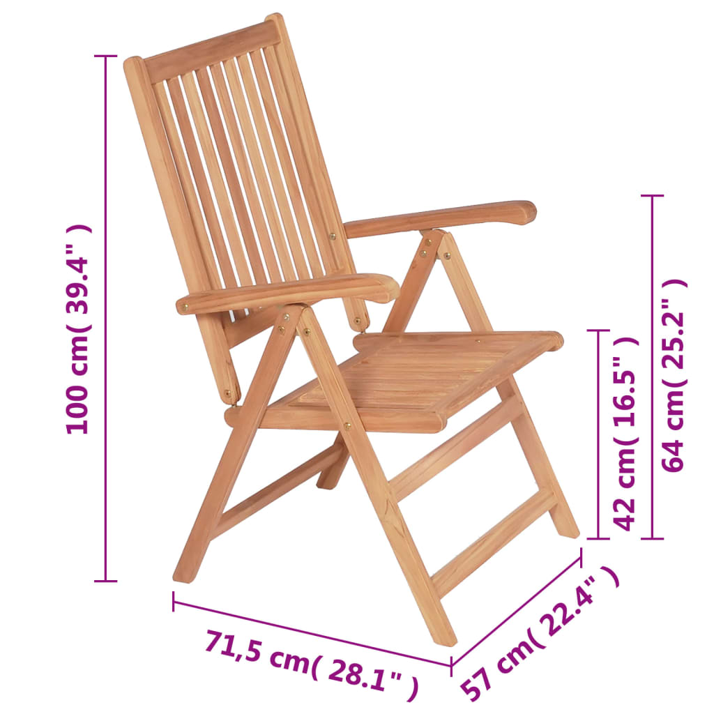 Chaises inclinables de jardin lot de 2 Bois de teck solide