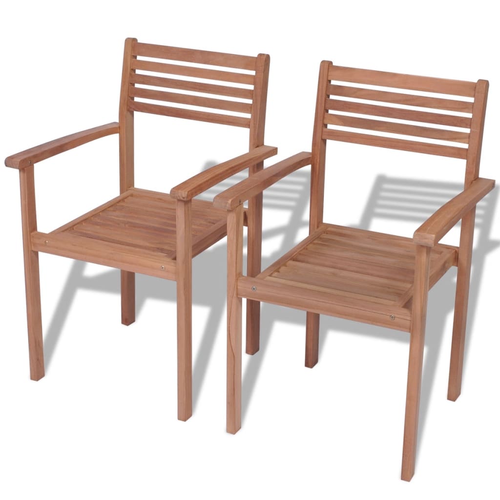 Chaises empilables de jardin lot de 2 Bois de teck solide