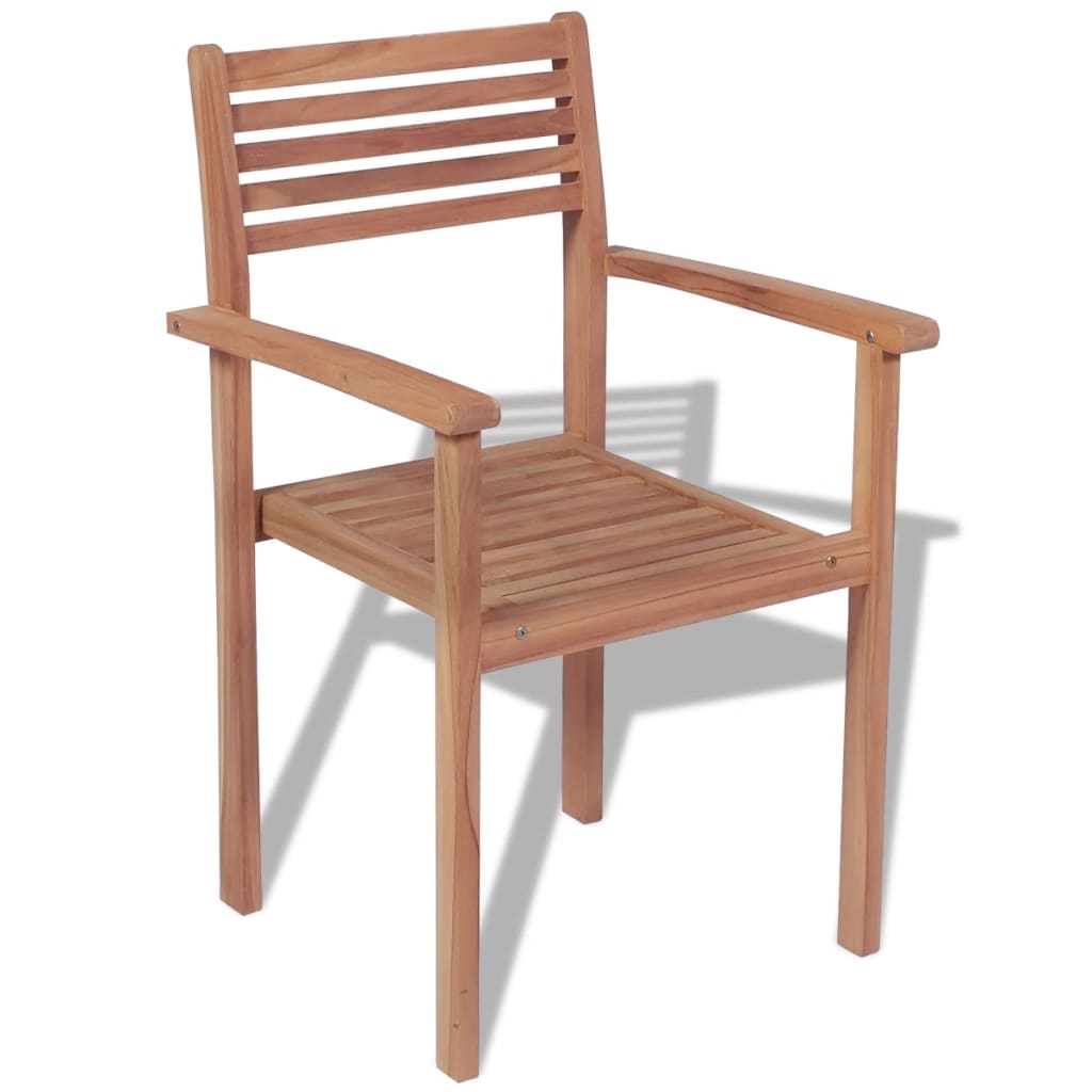 Chaises empilables de jardin lot de 2 Bois de teck solide