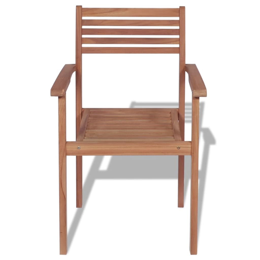 Chaises empilables de jardin lot de 2 Bois de teck solide