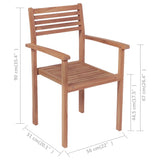 Chaises empilables de jardin lot de 2 Bois de teck solide