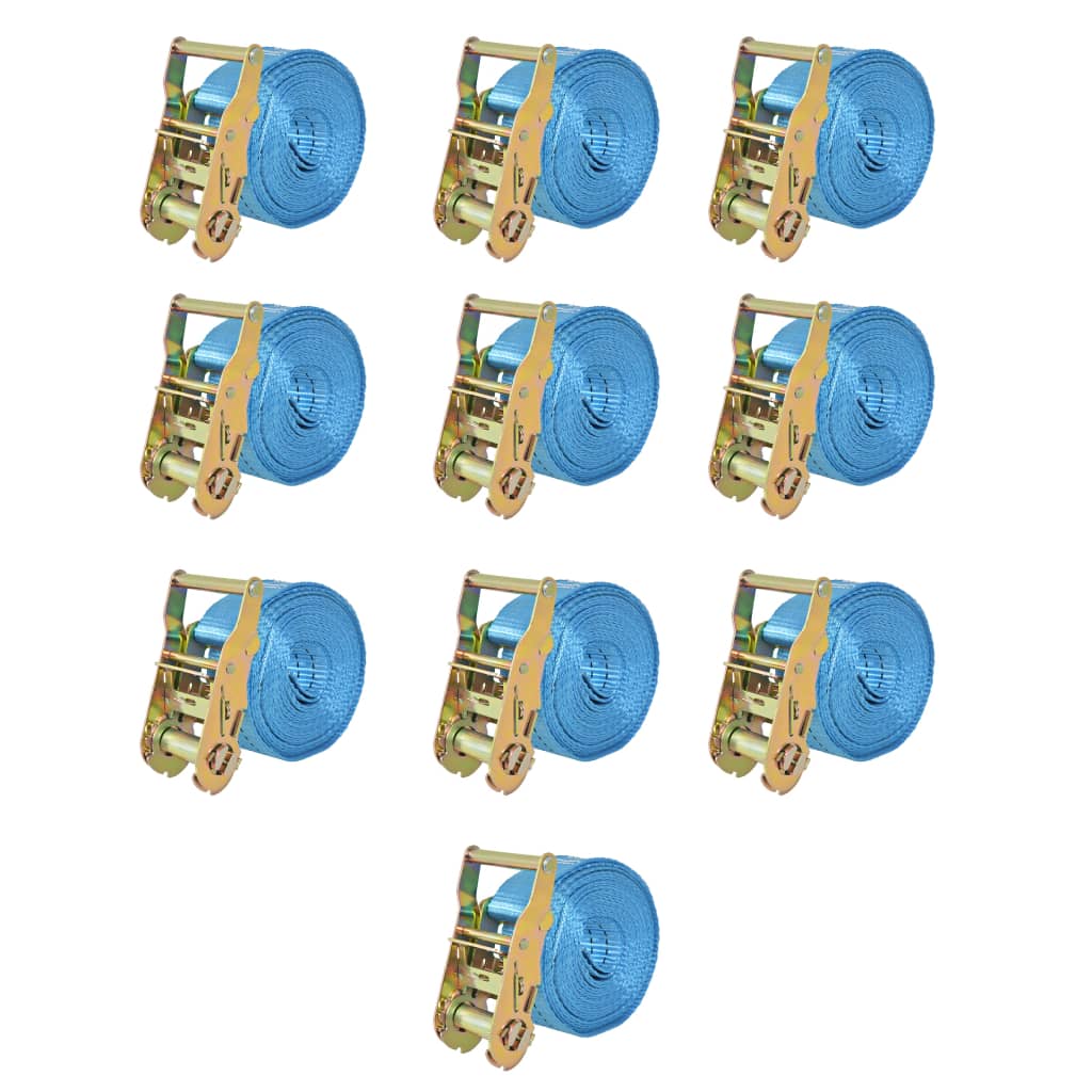 Sangle d’arrimage à cliquet 10 pcs 2 tonnes 6 m x 38 mm Bleu