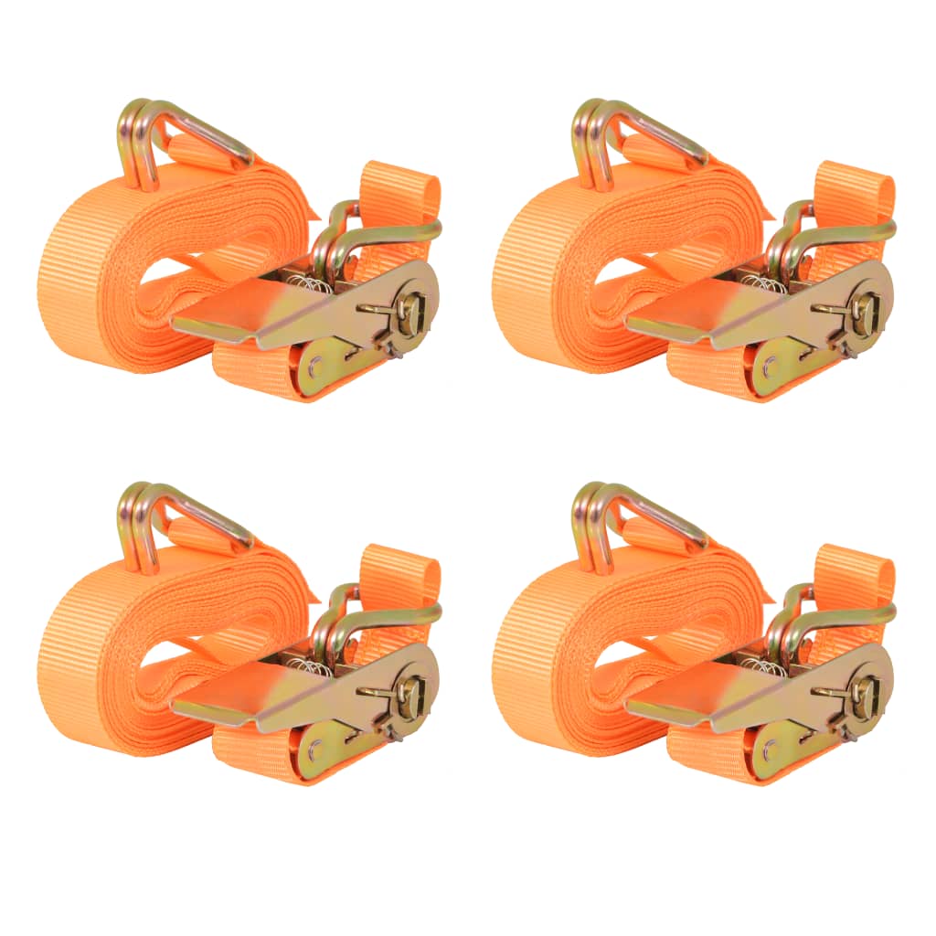 Sangle d’arrimage à cliquet 4 pcs 0,4 tonne 6 m x 25 mm Orange