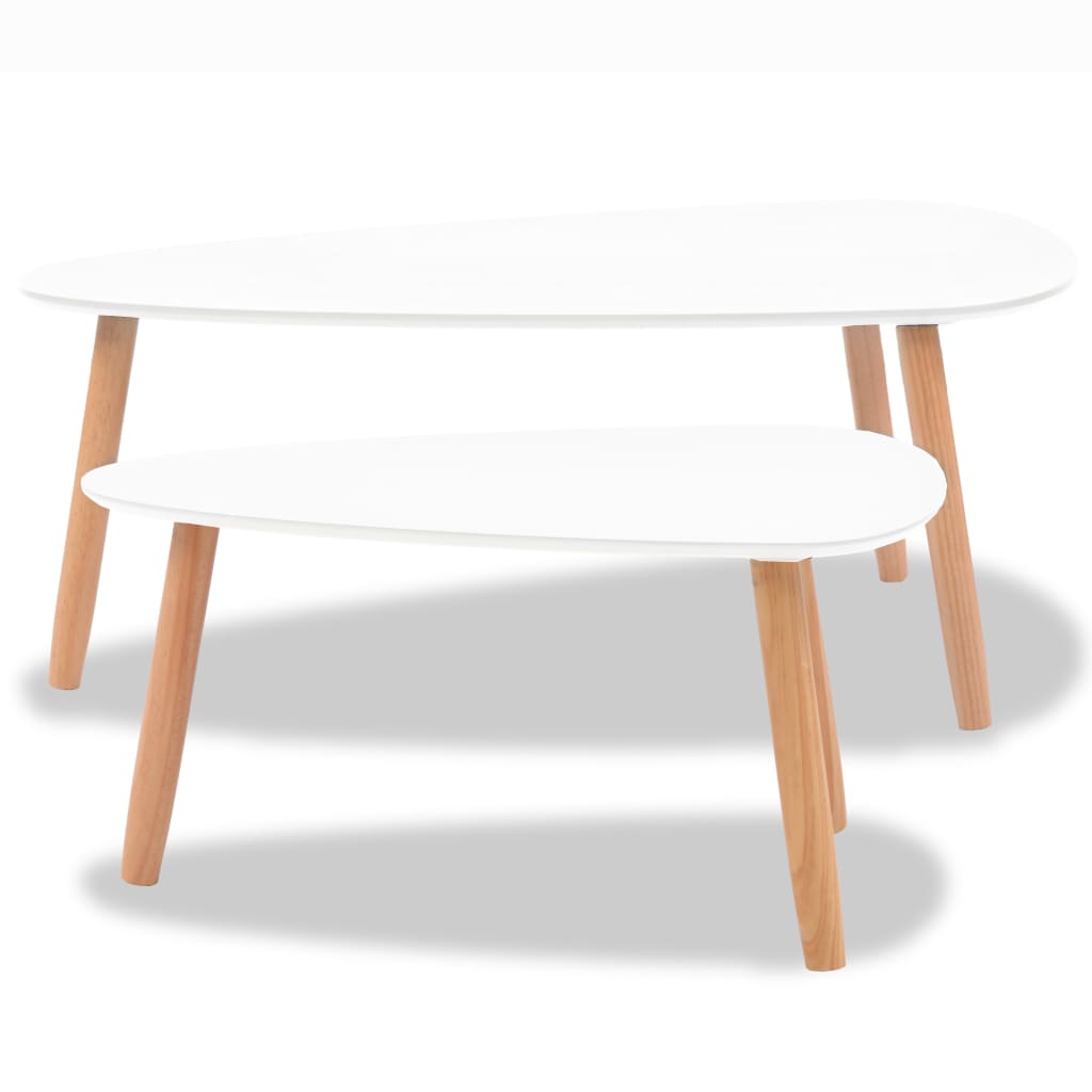 Ensemble de tables basses 2 pcs Bois de pin massif Blanc