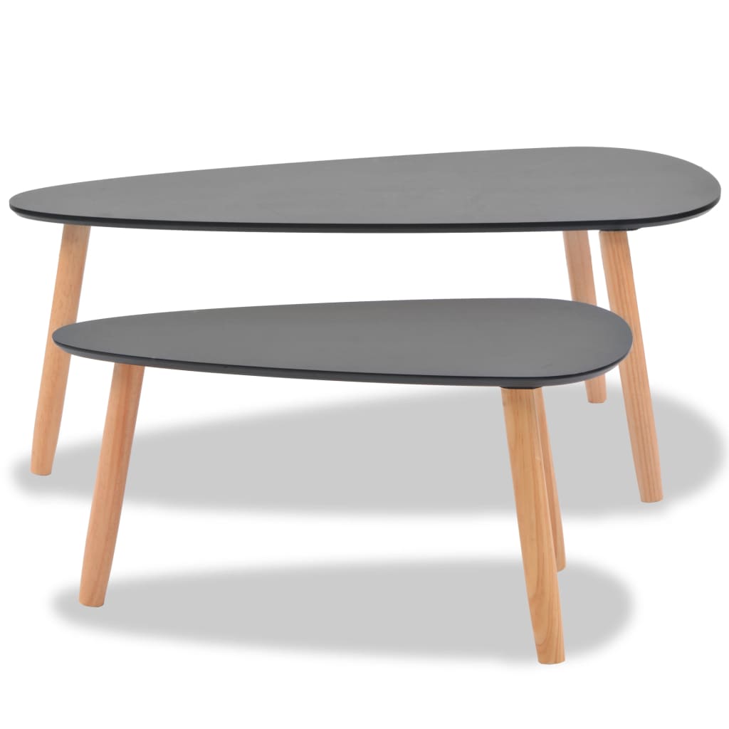 Ensemble de tables basses 2 pcs Bois de pin massif Noir