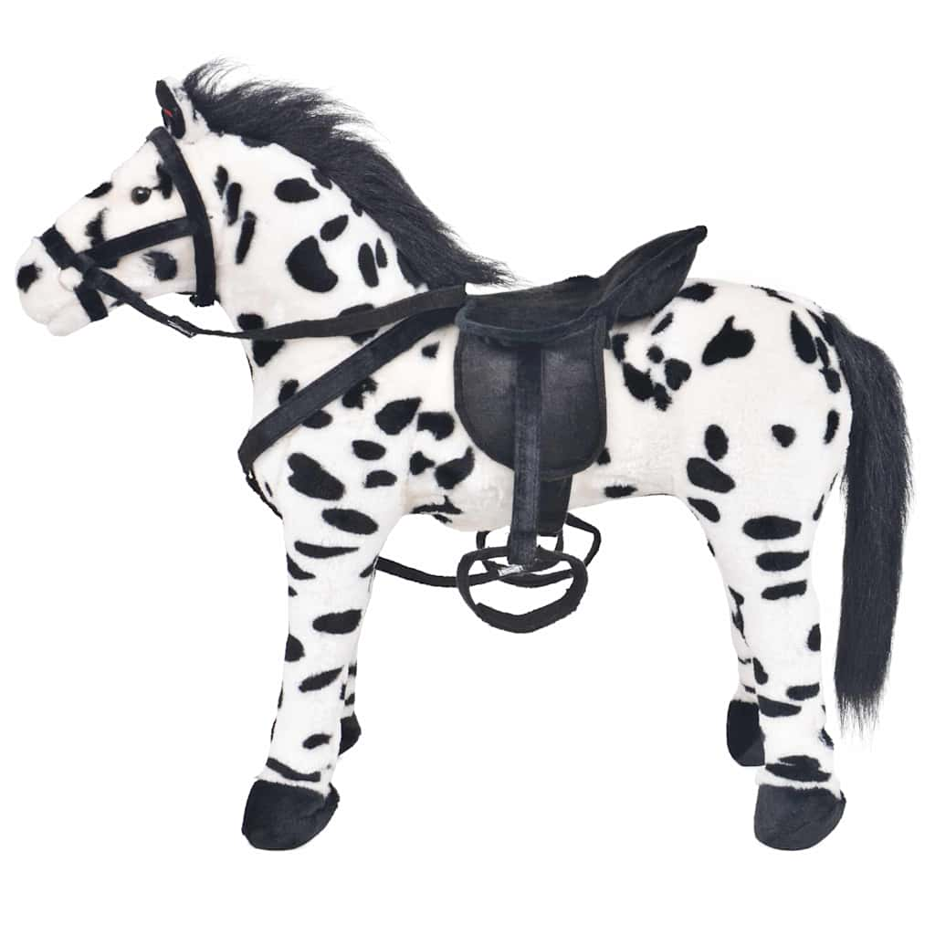 Jouet en peluche Cheval Noir et blanc XXL