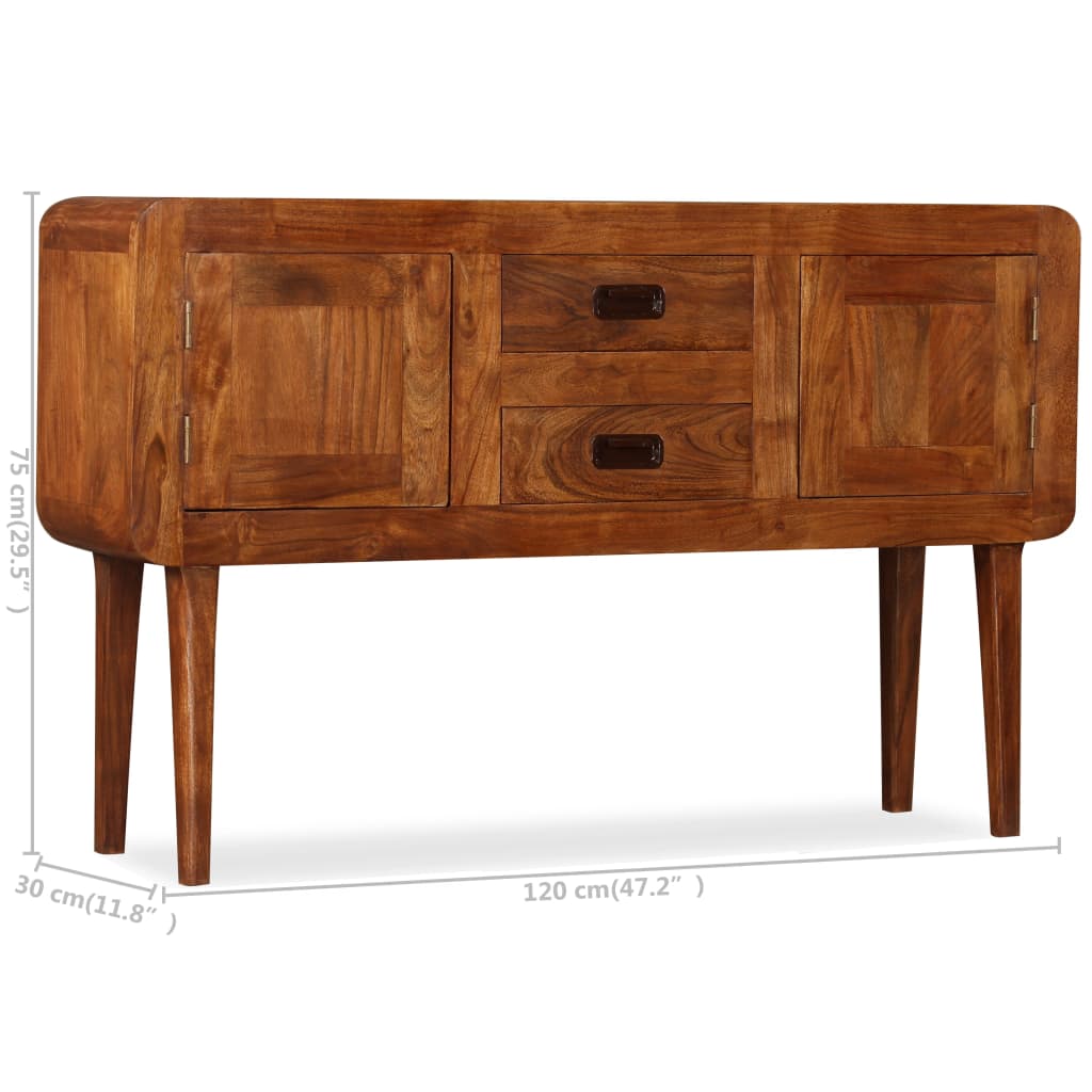 Solid wood sideboard with honey finish 120x30x75 cm