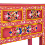 Buffet avec tiroirs Bois massif de manguier Peinture rose