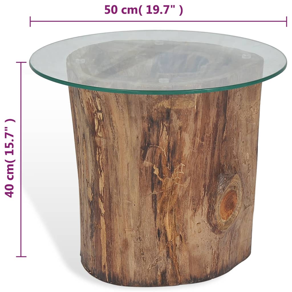 Table basse Teck Verre 50x40 cm