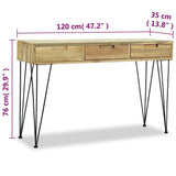 Table console 120x35x76 cm Teck massif