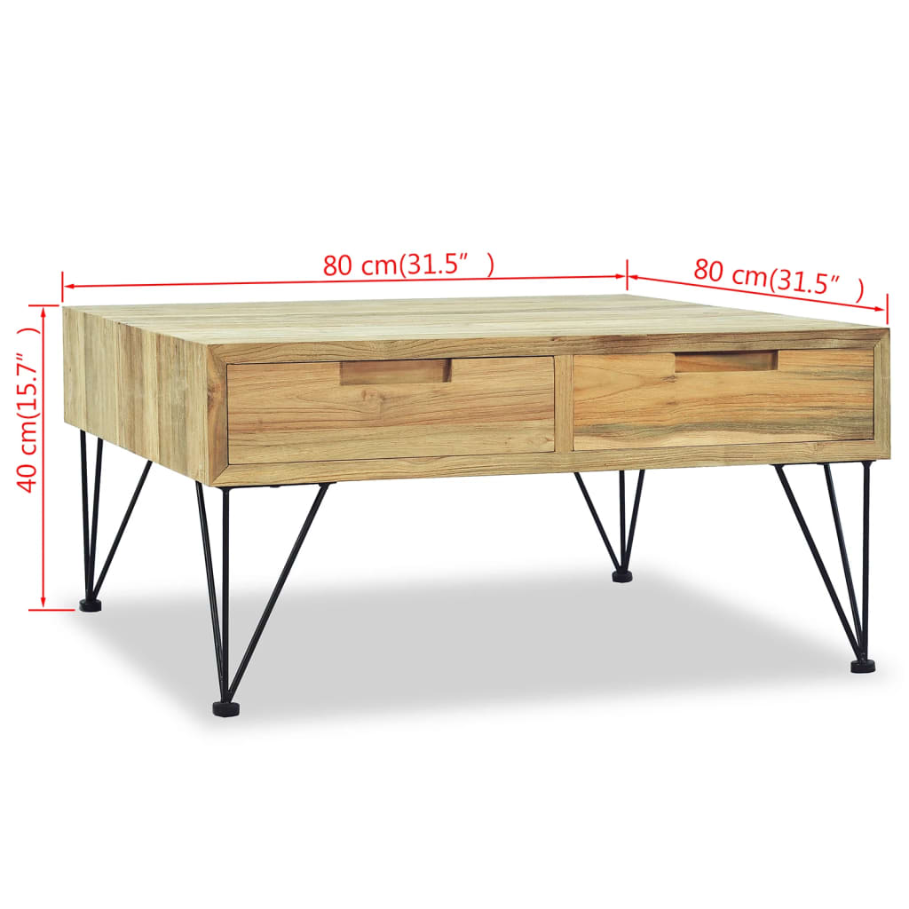 Table basse 80x80x40 cm Teck massif