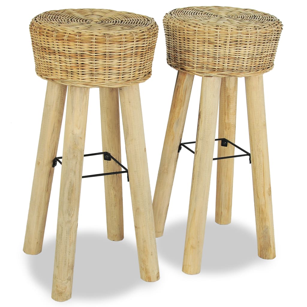 Tabourets de bar lot de 2 rotin naturel