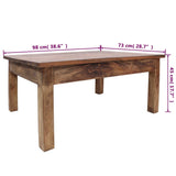 Table basse bois d'acajou massif 98x73x45 cm