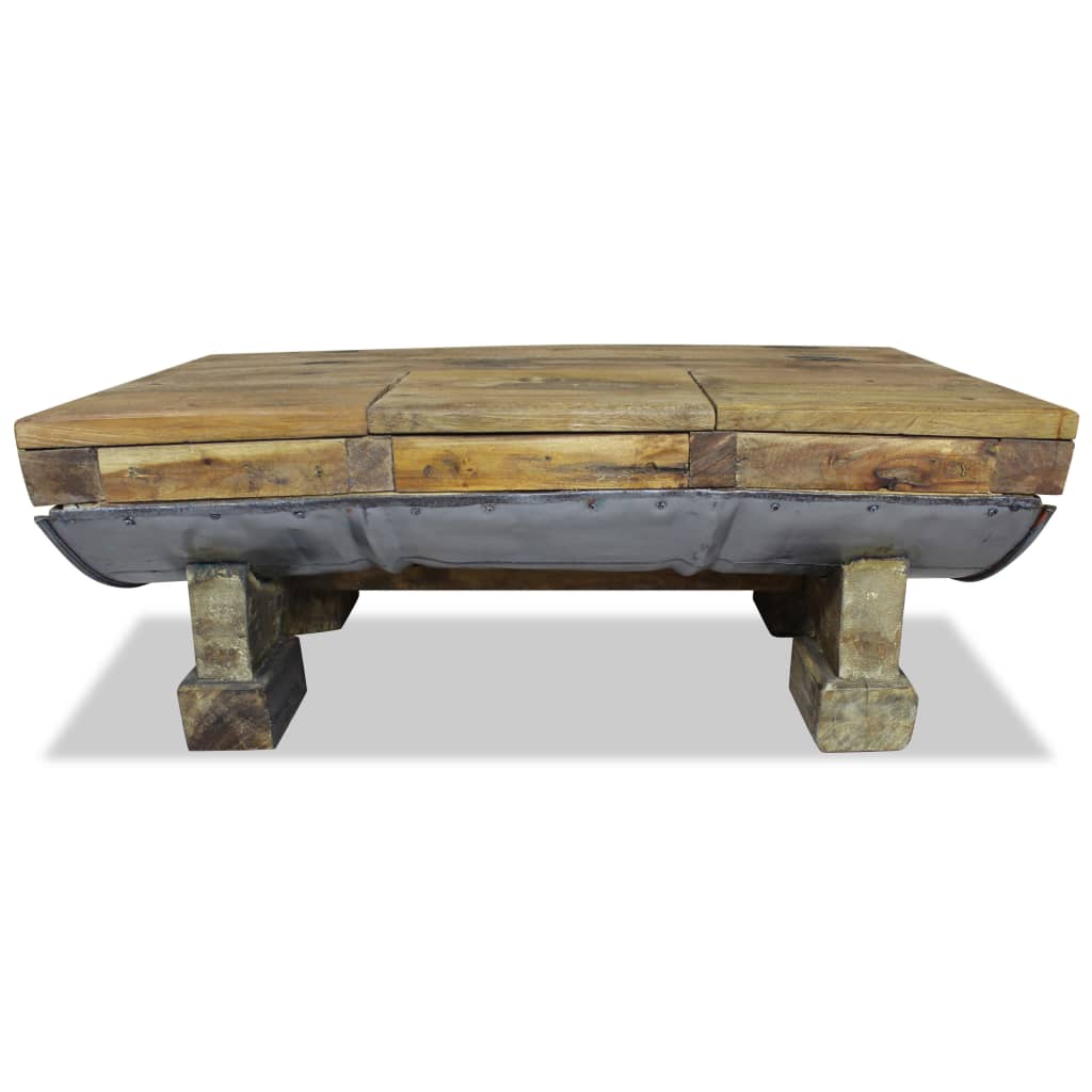 Table basse bois de récupération mélangé 90x50x35 cm