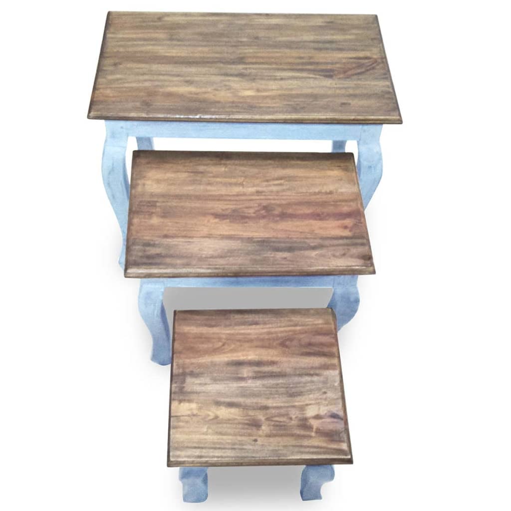 Ensemble de tables gigognes 3 pcs bois d'acajou massif