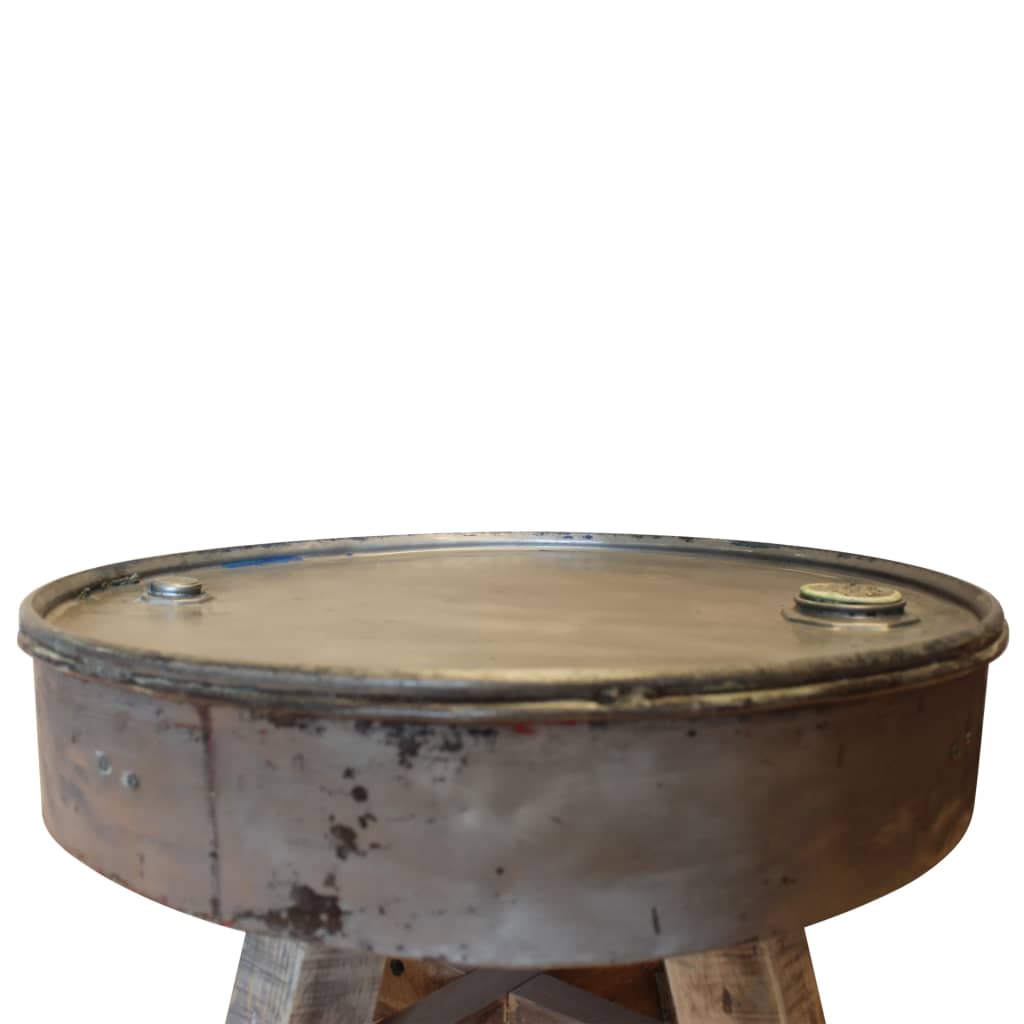 Table basse bois de récupération mélangé 60x45 cm argenté