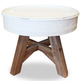 Table basse Bois de récupération massif 60x45 cm Blanc