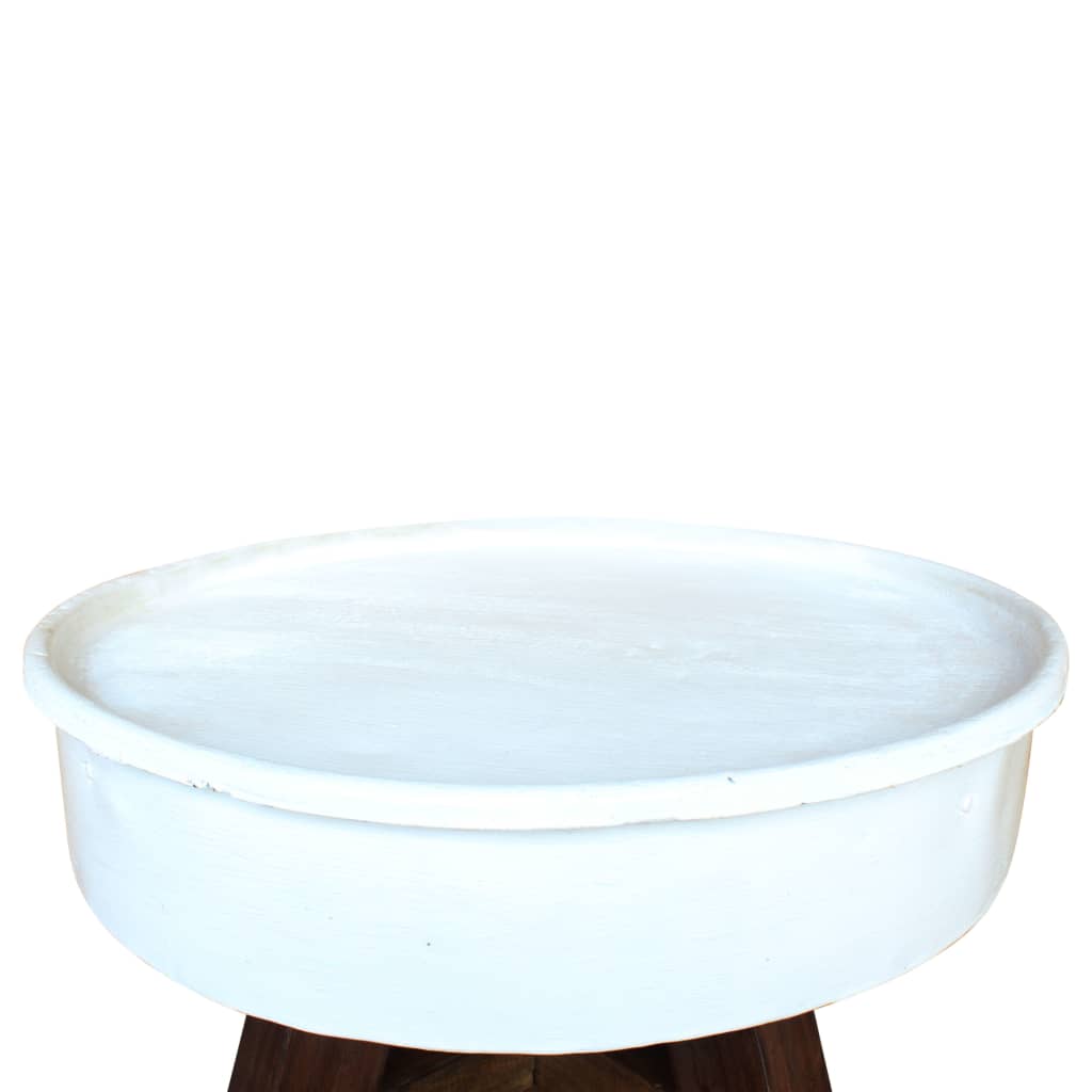 Table basse Bois de récupération massif 60x45 cm Blanc