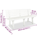 Banc de jardin 145,5 cm Plastique Blanc