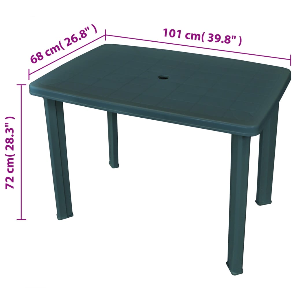 Table de jardin Vert 101 x 68 x 72 cm Plastique