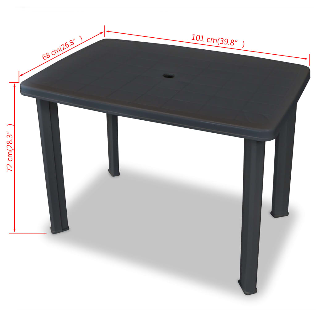 Table de jardin Anthracite 101 x 68 x 72 cm Plastique