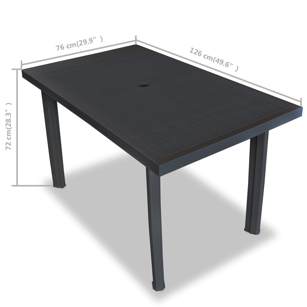 Table de jardin Anthracite 126 x 76 x 72 cm Plastique