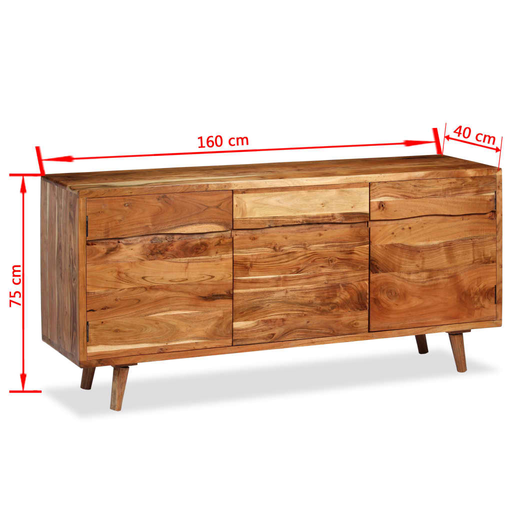 Solid wood sideboard with carved doors 160x40x75 cm