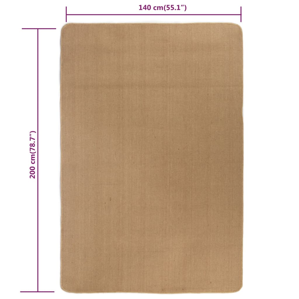 Tapis en jute avec support en latex 140x200 cm Naturel