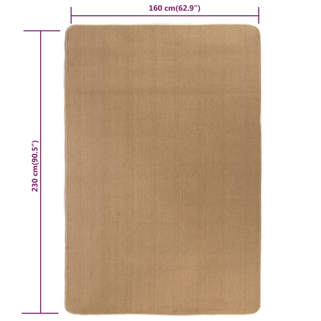 Tapis en jute avec support en latex 160x230 cm Naturel