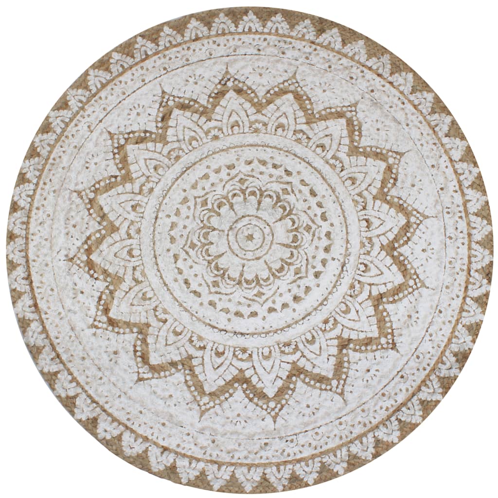 Tapis Jute tressé imprimé 120 cm rond