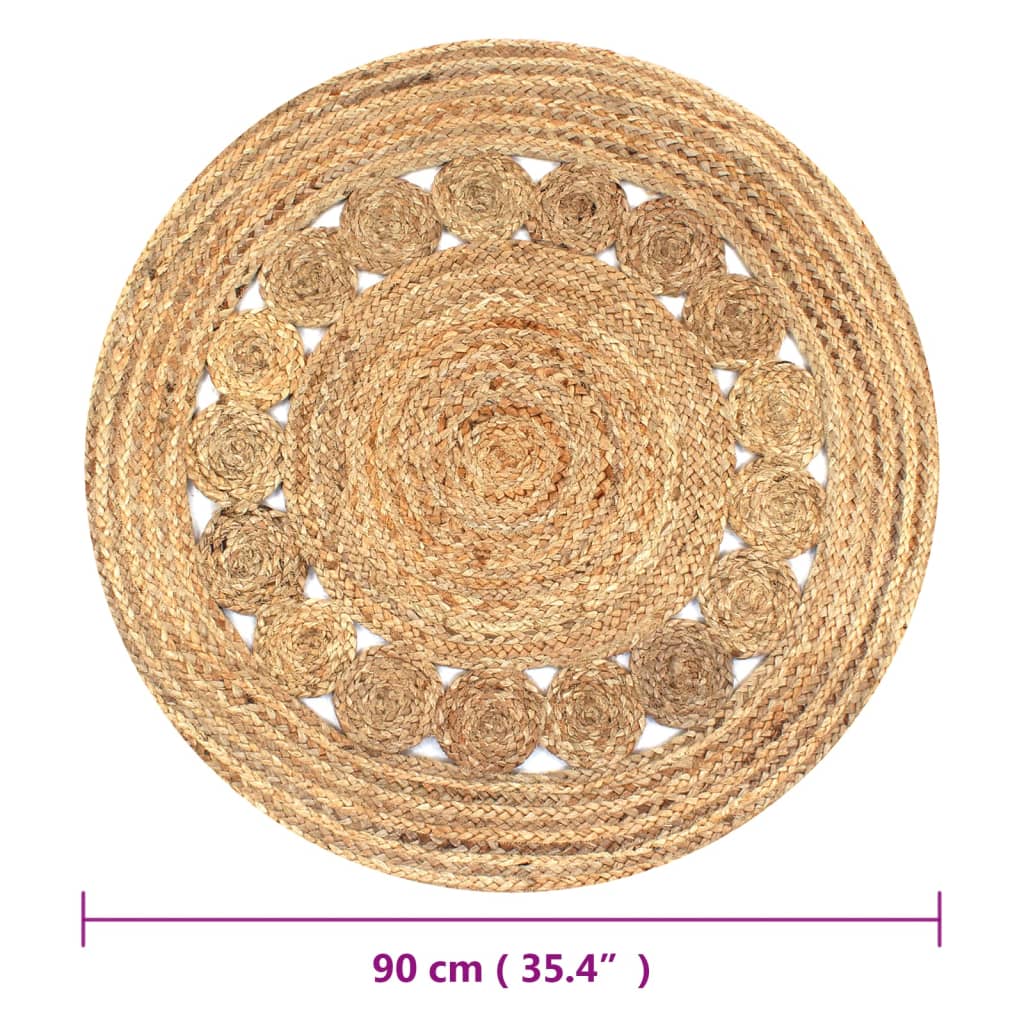 Tapis Jute design tressé 90 cm rond