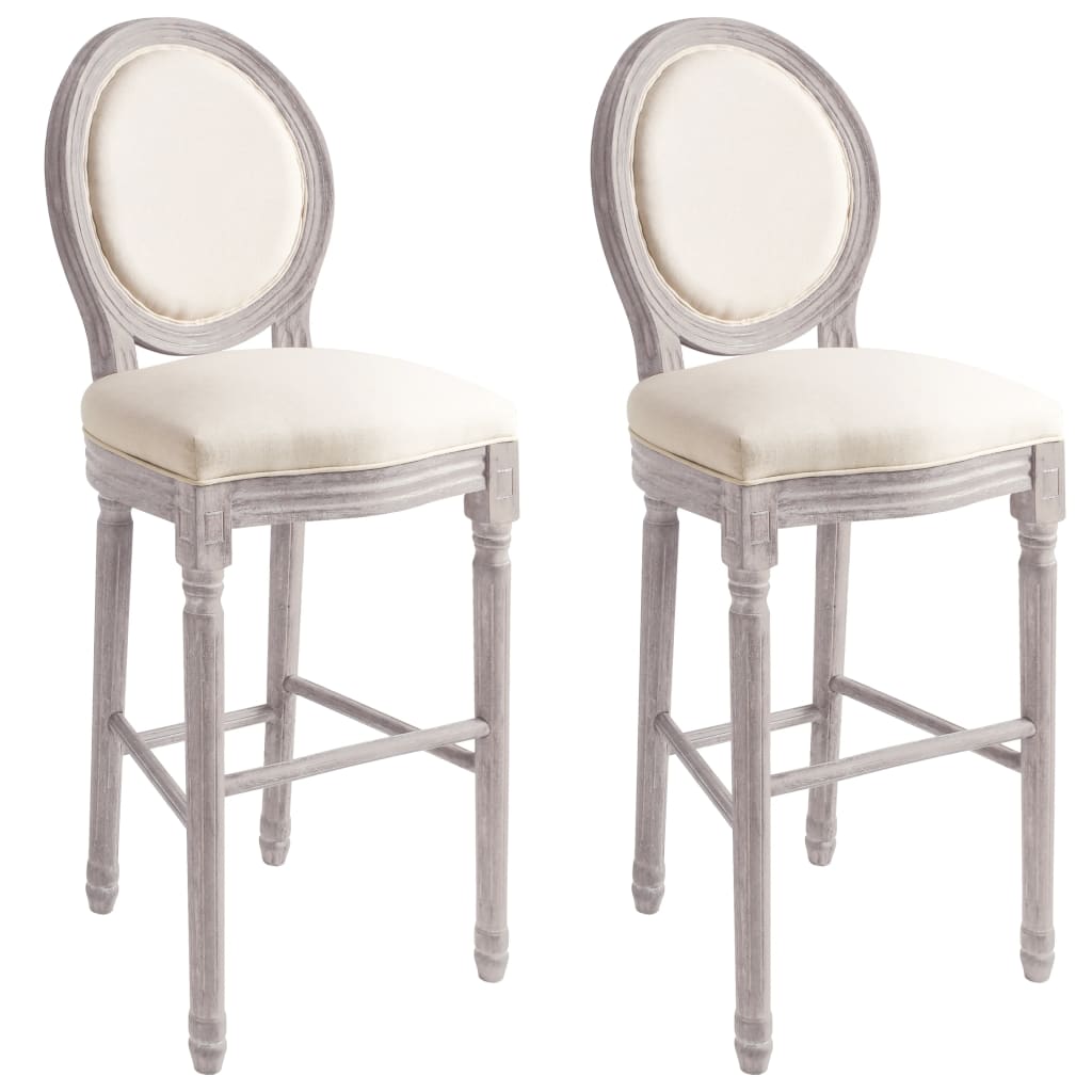 Tabourets de bar lot de 2 blanc lin