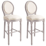 Tabourets de bar lot de 2 blanc lin