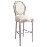 Tabourets de bar lot de 2 blanc lin